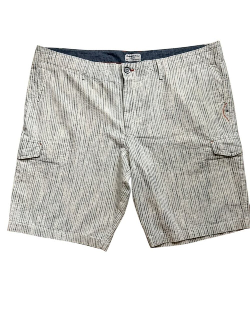 Tommy Bahama Jeans Mens 44 Cargo Shorts Cotton Tencel Beige Stripe NWT.